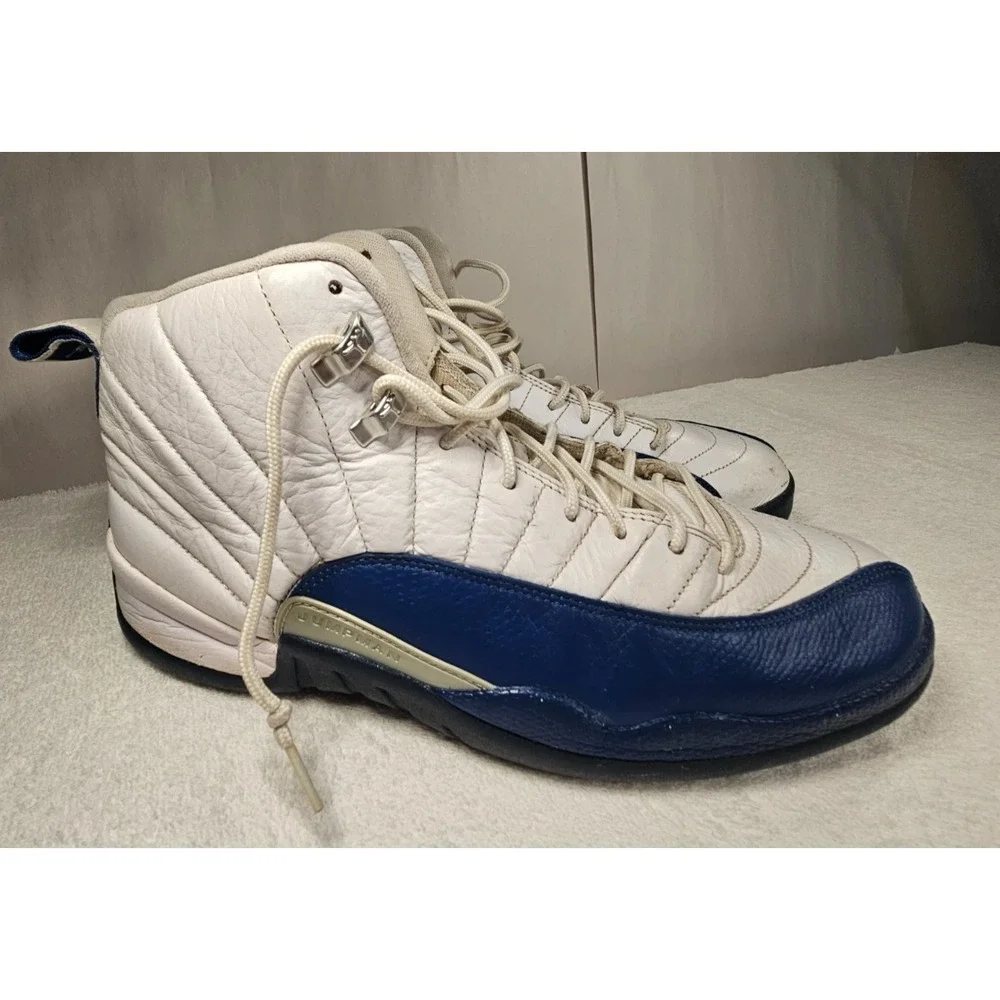Jordan 12 Retro White Blue Men's Size 12 Basketball Sneakers Shoes